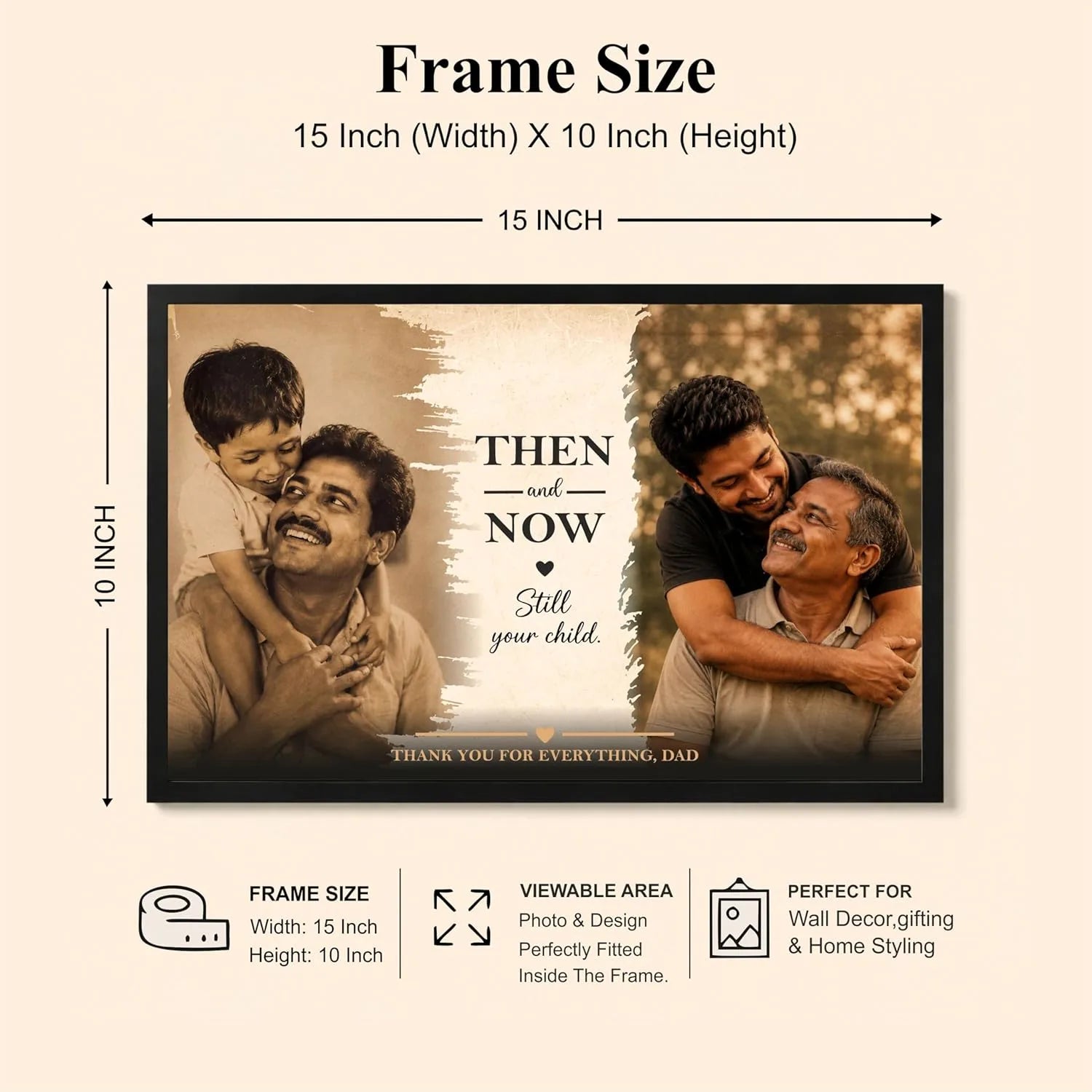 Then & Now Personalized Photo Frame for Dad