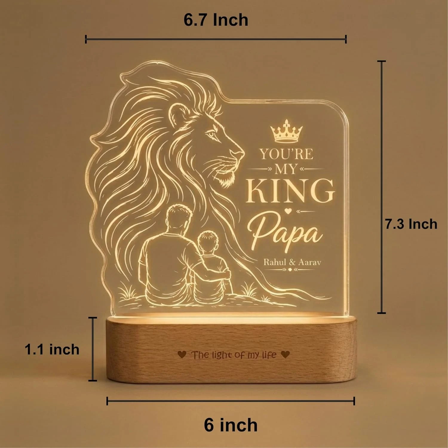 My King Papa Personalized Lion Lamp for Dad