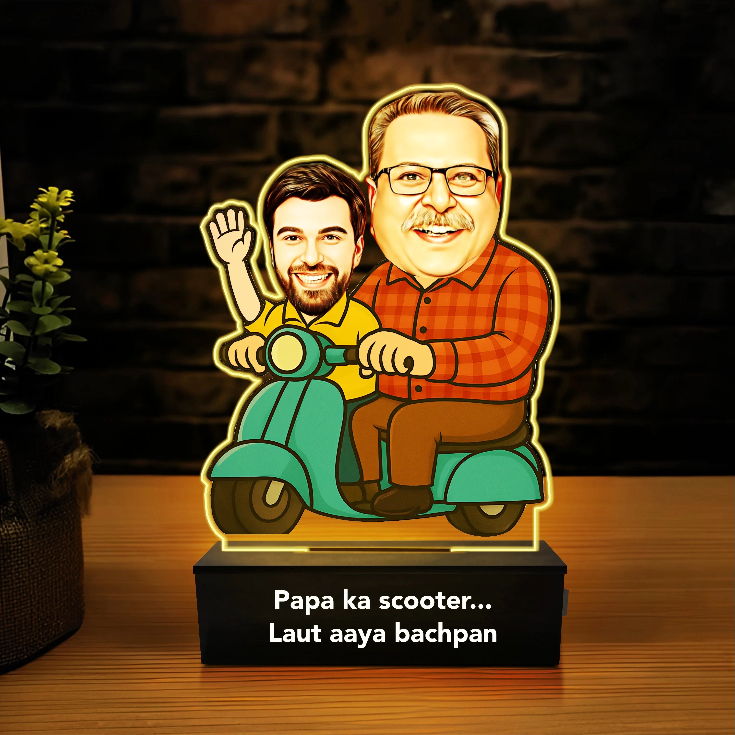 Papa Ka Scooter – Personalized Caricature Gift for Dad- Funny Father’s Day Gift for Dad