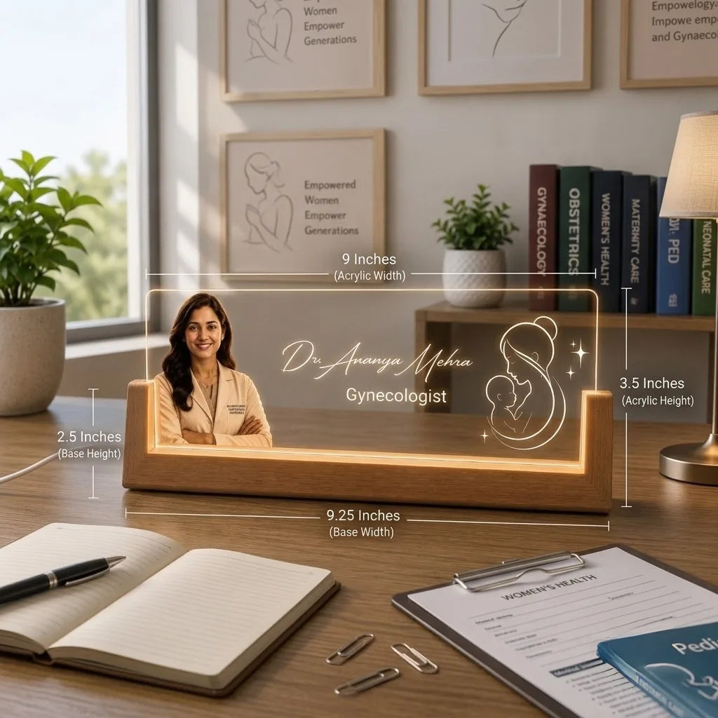 Personalized Gynecologist LED Name Lamp | Custom Doctor Photo Desk Lamp