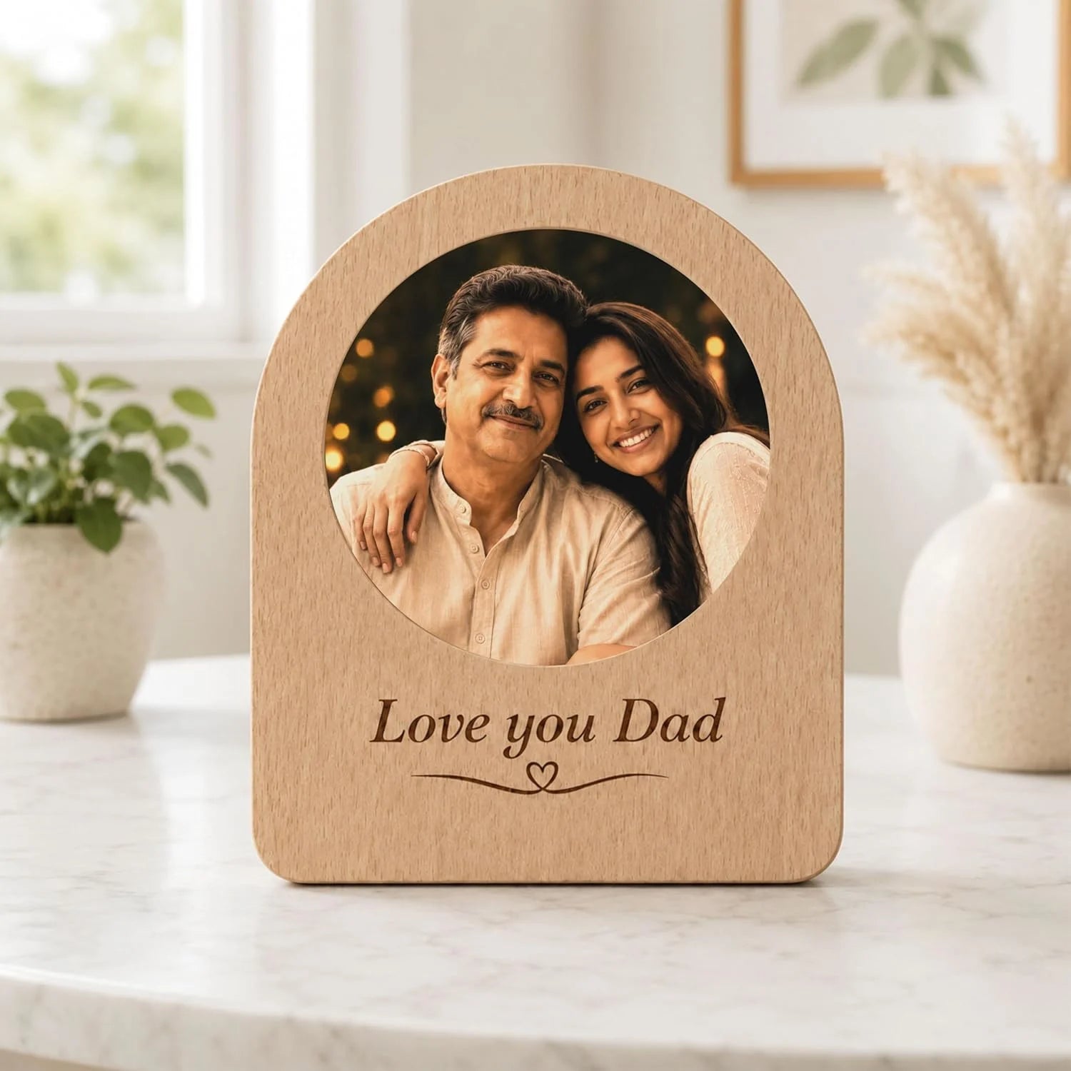 Love You Dad Personalized Wooden Photo Lamp
