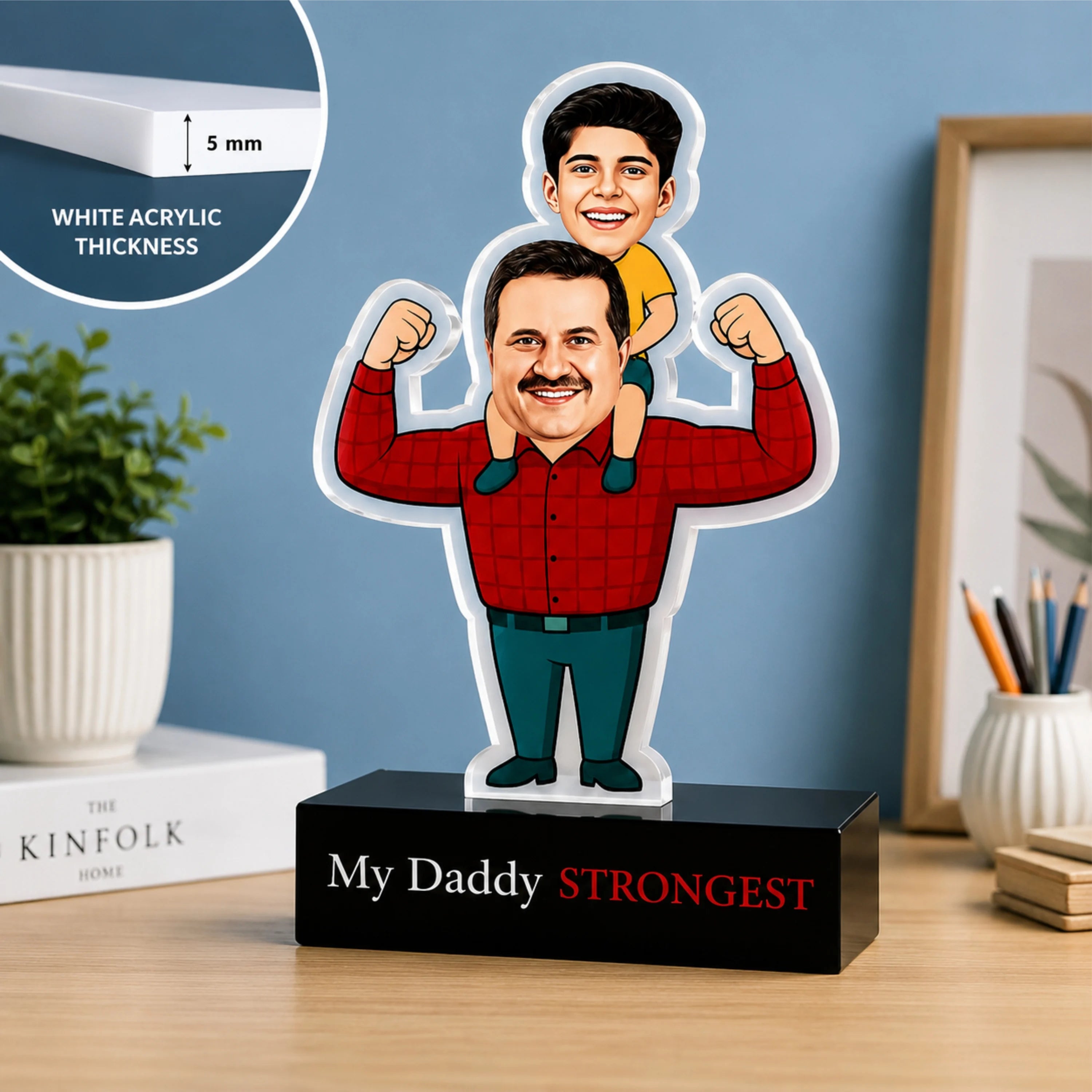 Strongest Daddy – Photo Caricature for Dad (1 - Kid)