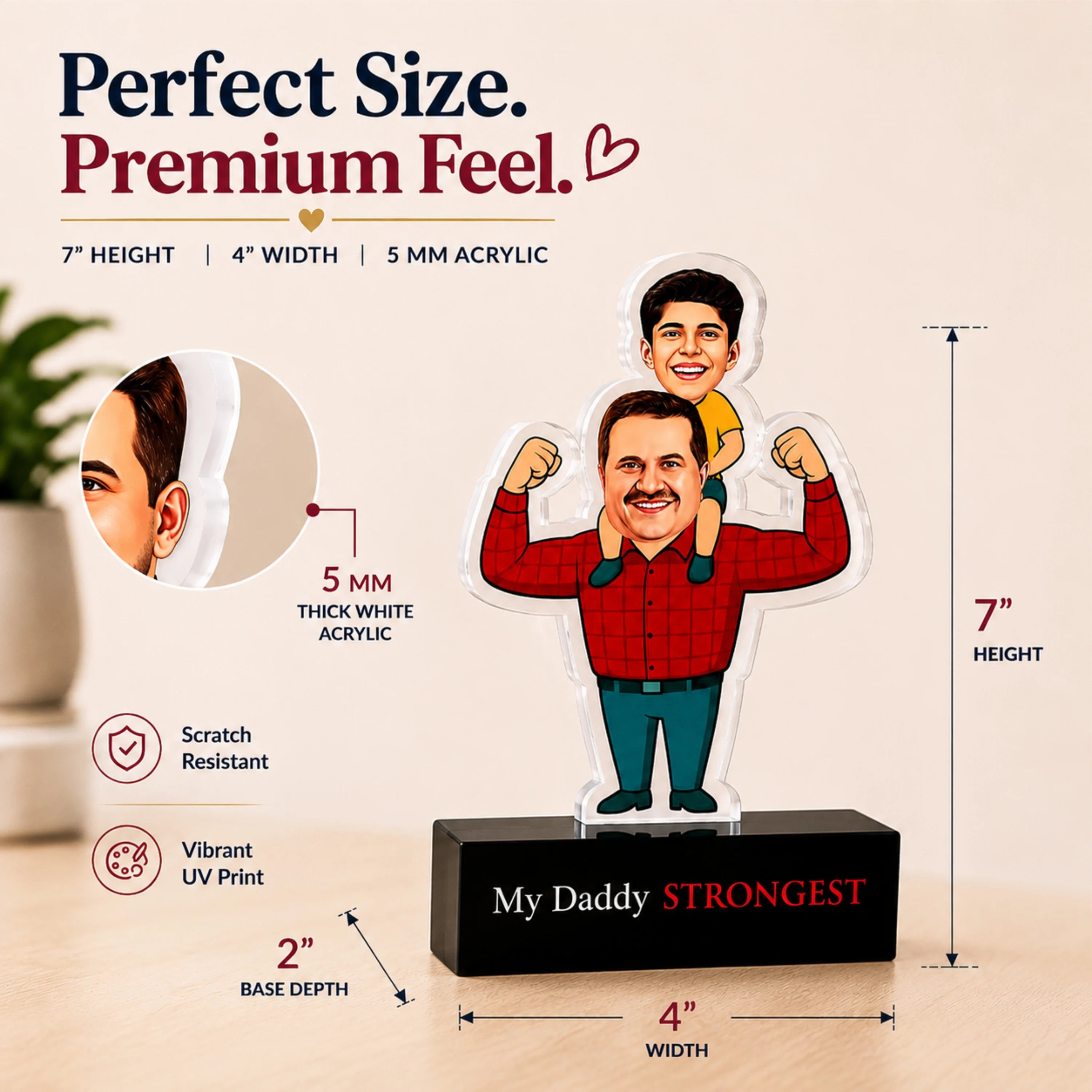Strongest Daddy – Photo Caricature for Dad (1 - Kid)