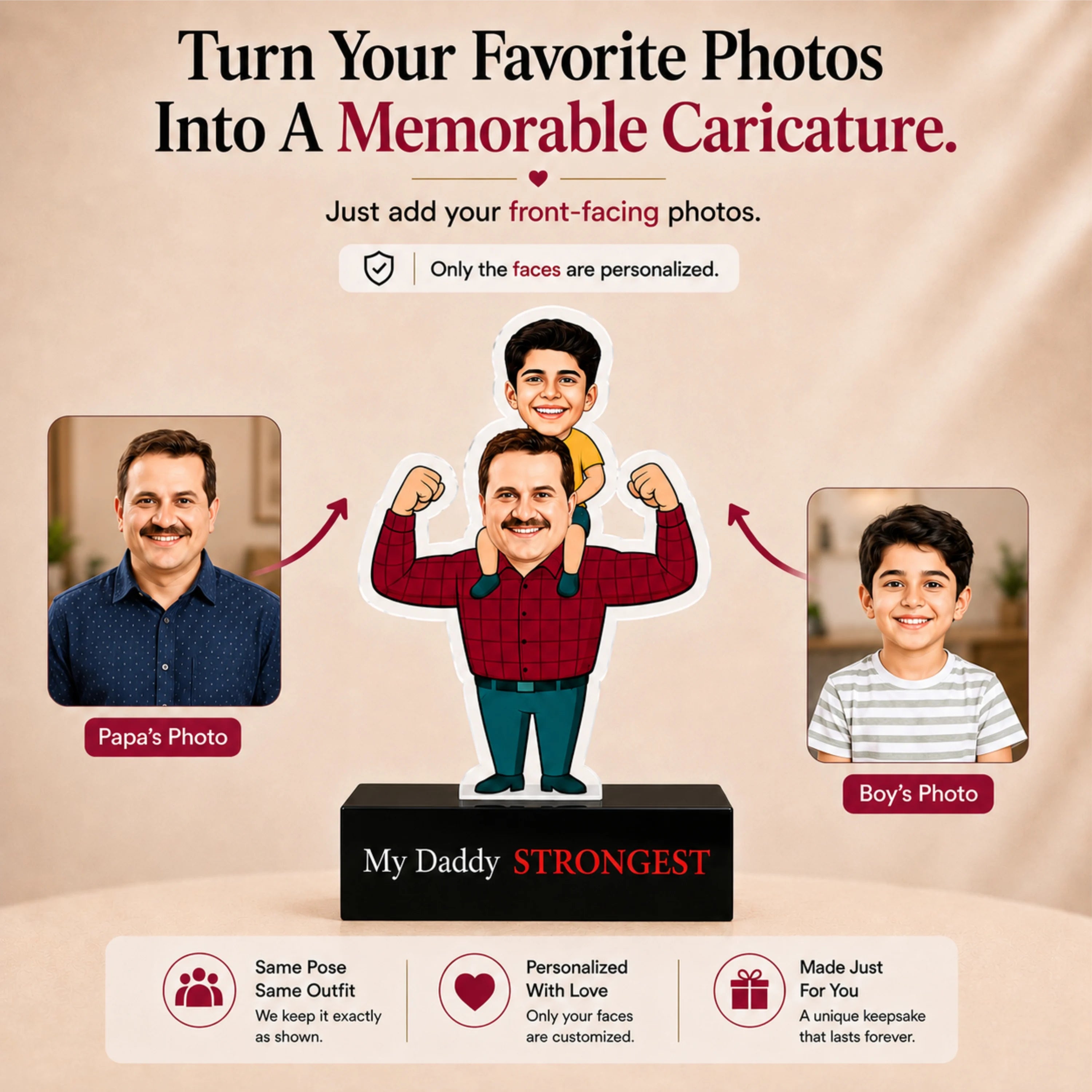 Strongest Daddy – Photo Caricature for Dad (1 - Kid)