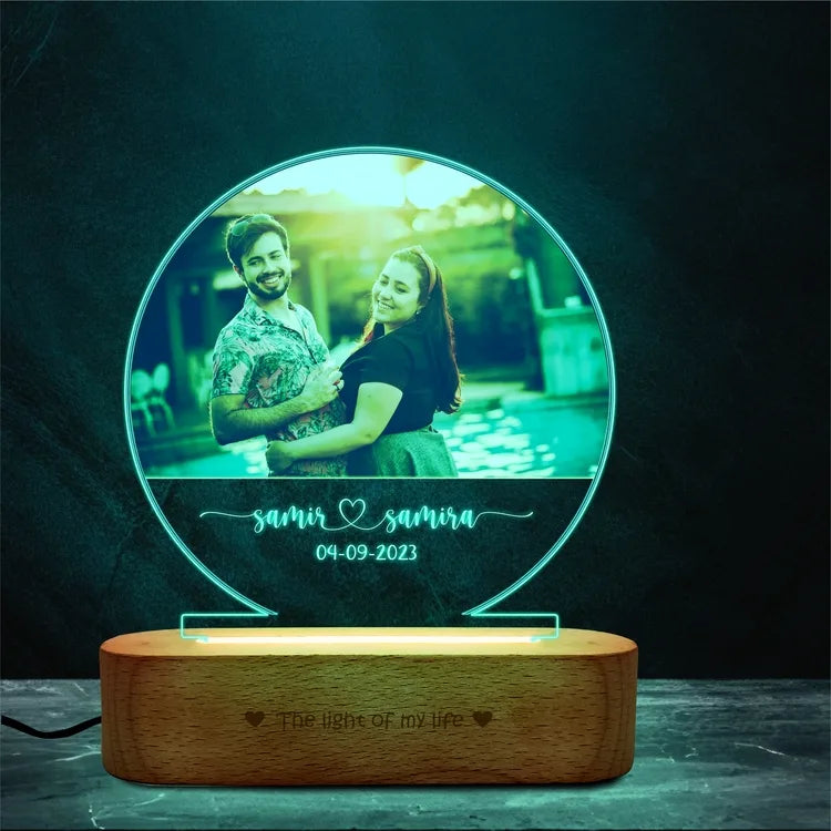 Half Moon Photo Engraved Lamp – Anniversary Gift