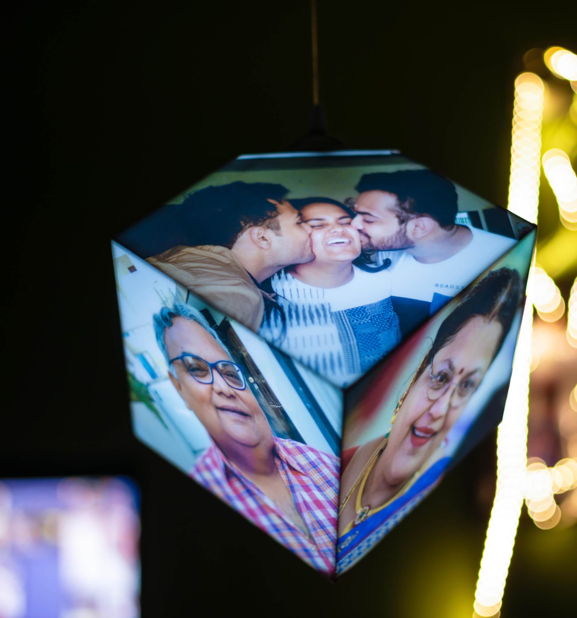 hanging dice shaped photo lamp for home decor