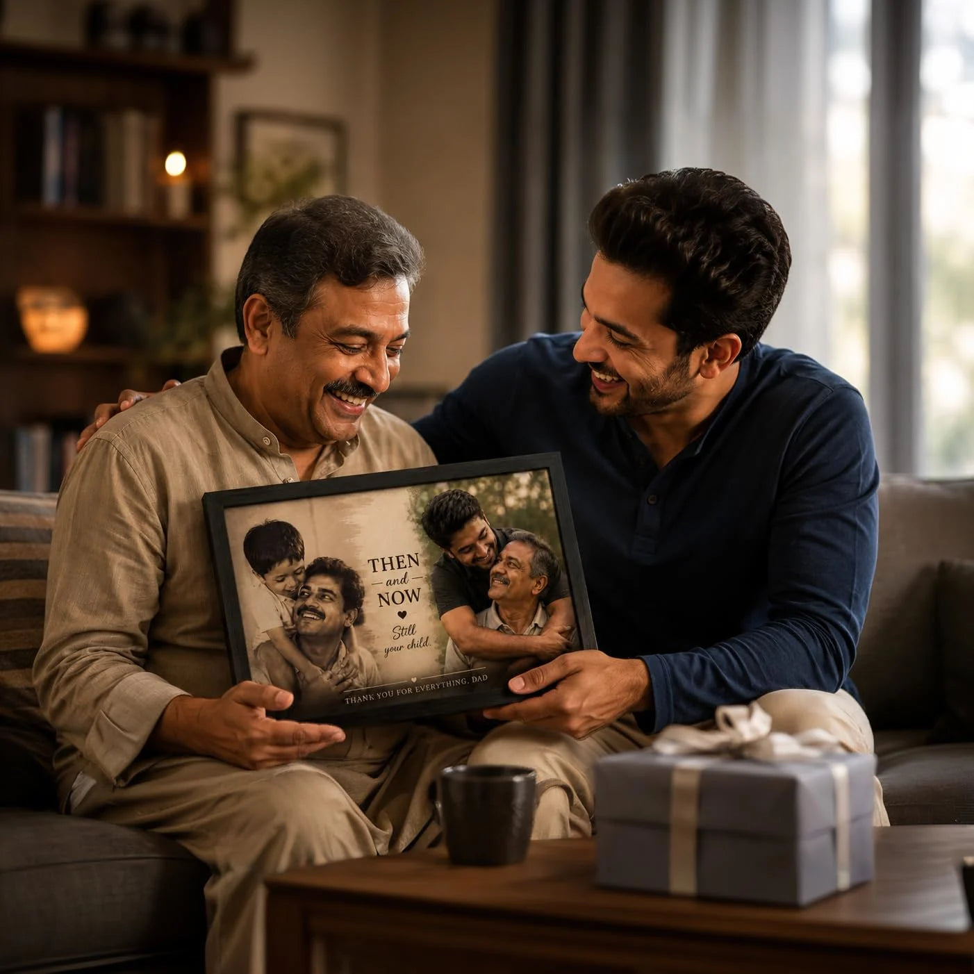 Then & Now Personalized Photo Frame for Dad