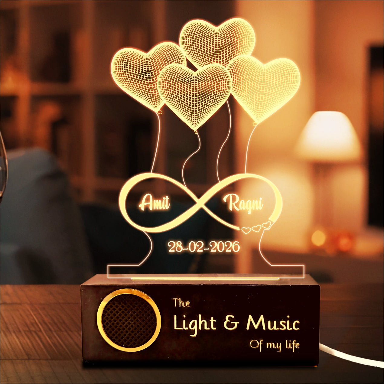 Anniversary Gift - Heart Lamp With Names