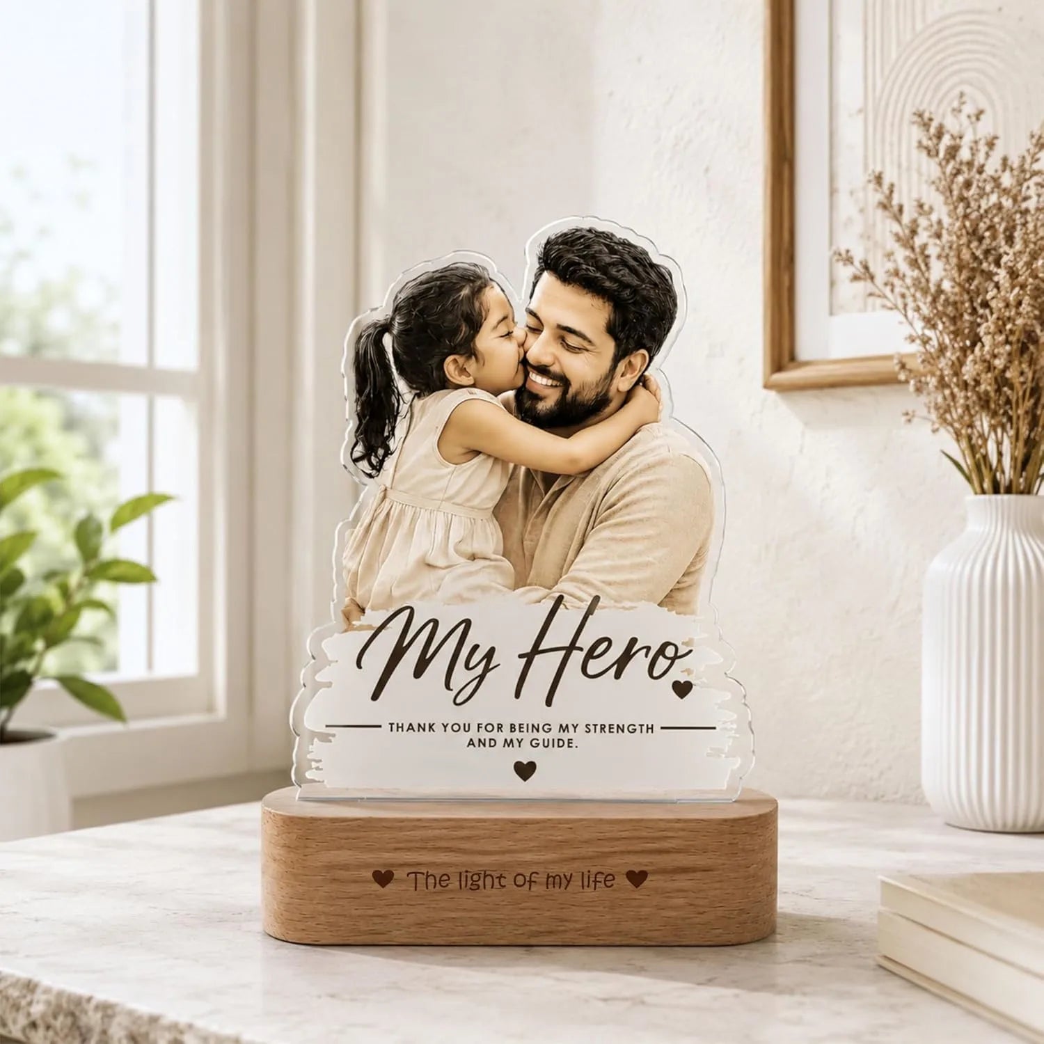 My Hero Personalized Photo Lamp for Dad