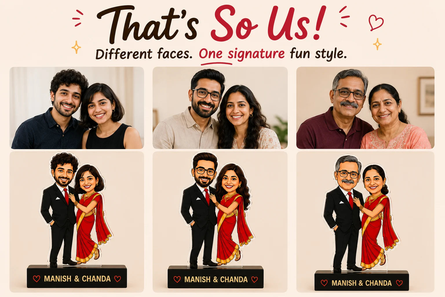 Dashing couple caricature gift