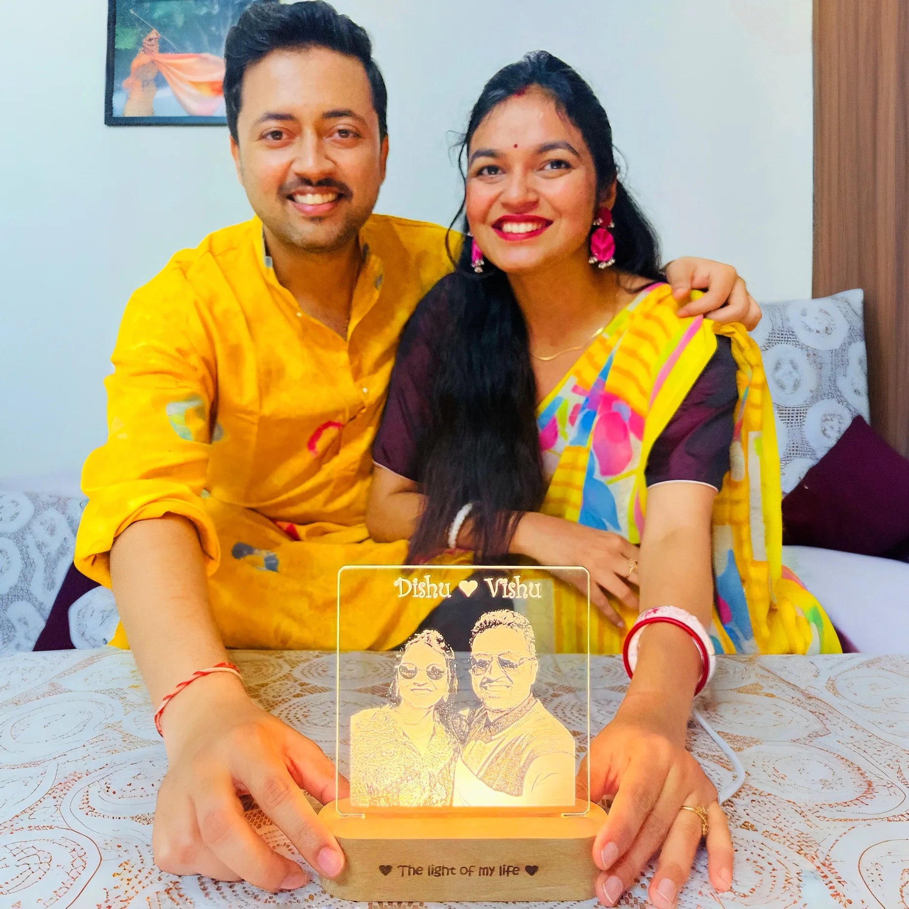 Celestial Moments: Engraved Love Glow Lamp - Valentines gift for husband