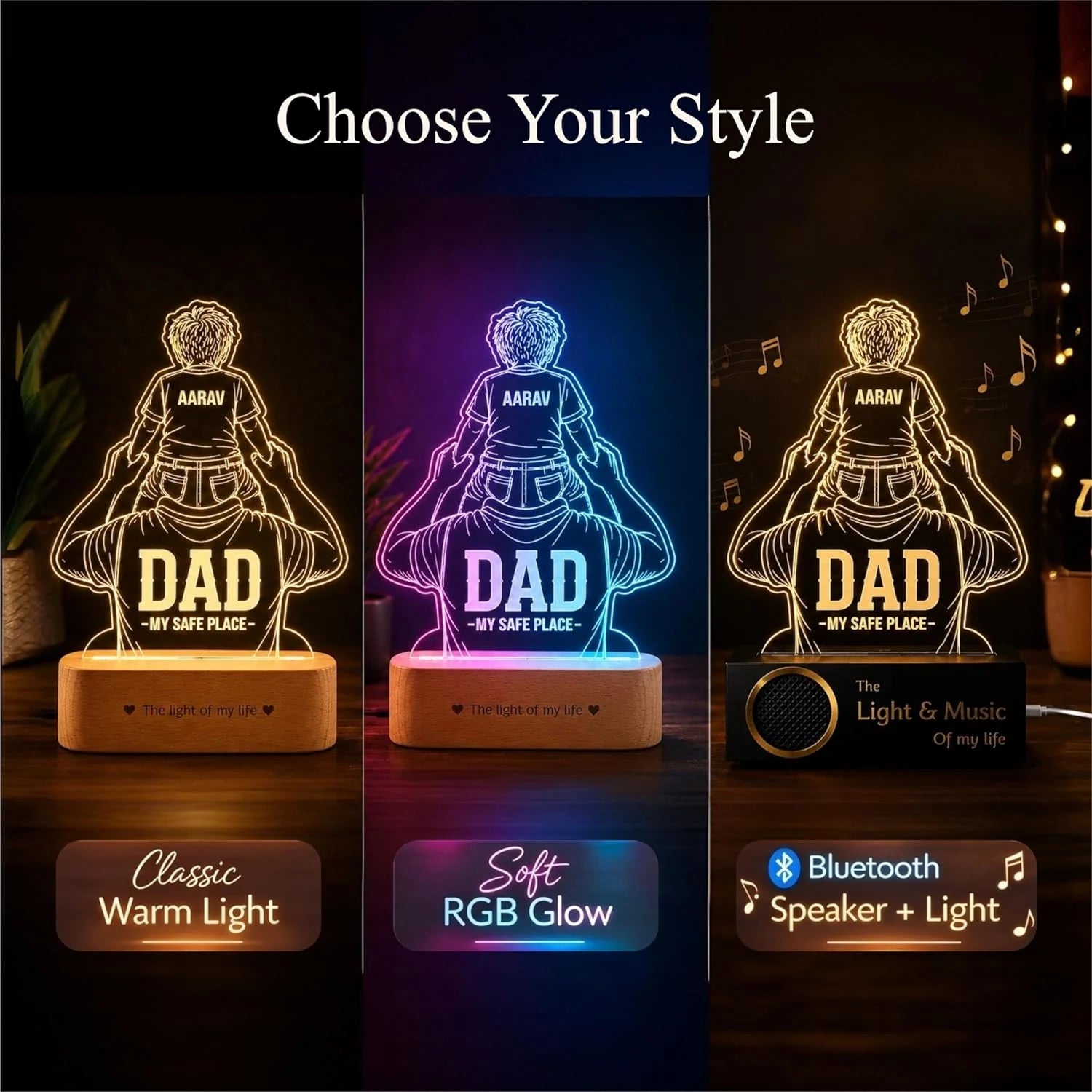 The World You Showed Me – Personalized Dad Lamp