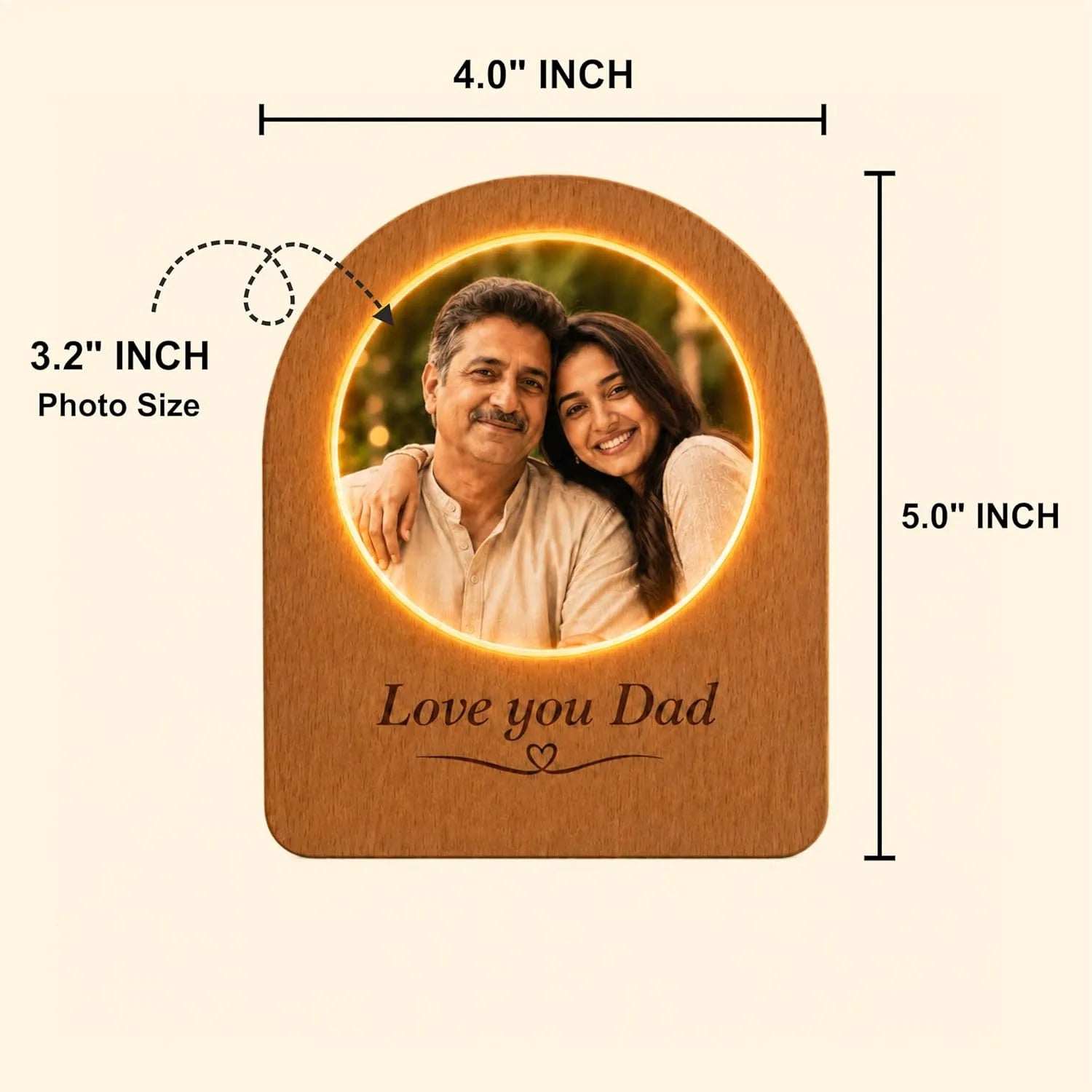 Love You Dad Personalized Wooden Photo Lamp