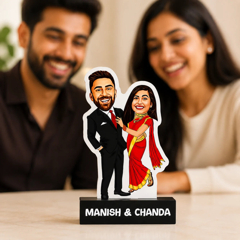 Dashing couple caricature gift