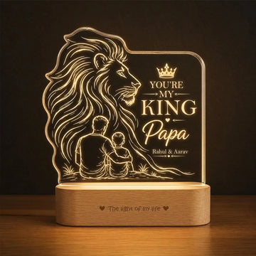 My King Papa Personalized Lion Lamp for Dad
