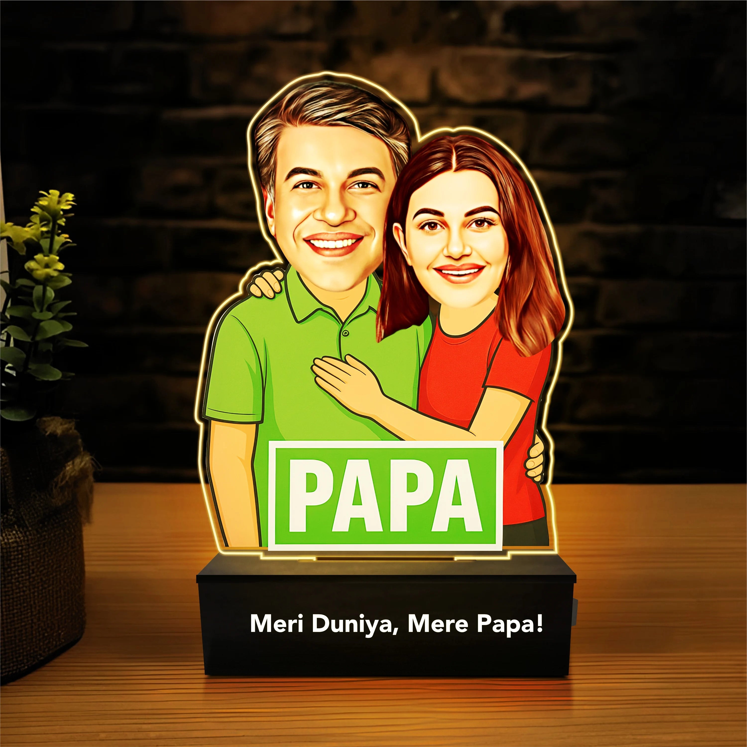 Mere Papa, Meri Duniya – Personalized Caricature Gift for Dad from Daughter