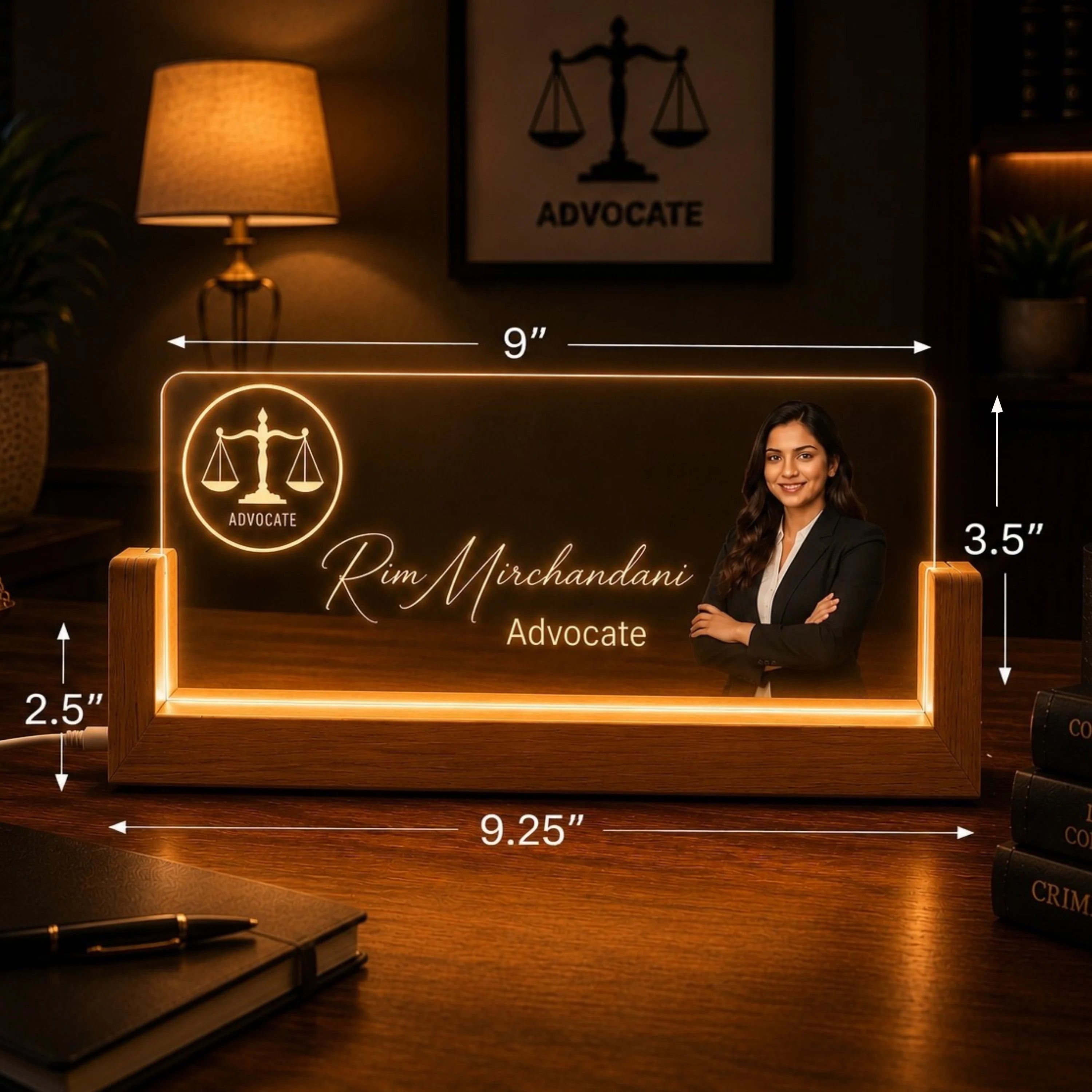 Personalized Advocate LED Name Lamp | Custom Lawyer Office Desk Decor