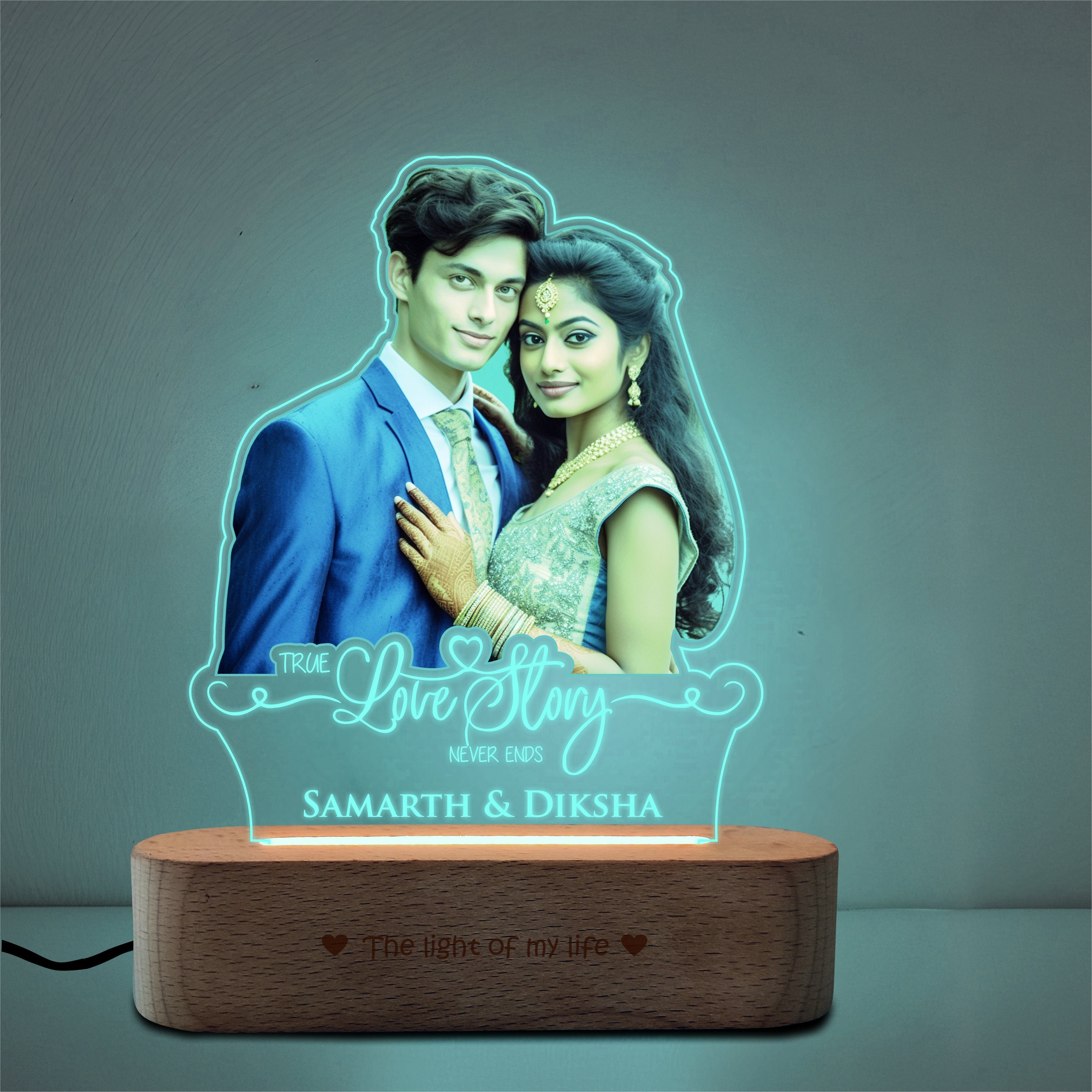 A Love Story Lamp – Personalized Wedding Gift for Couple with Photo & Names