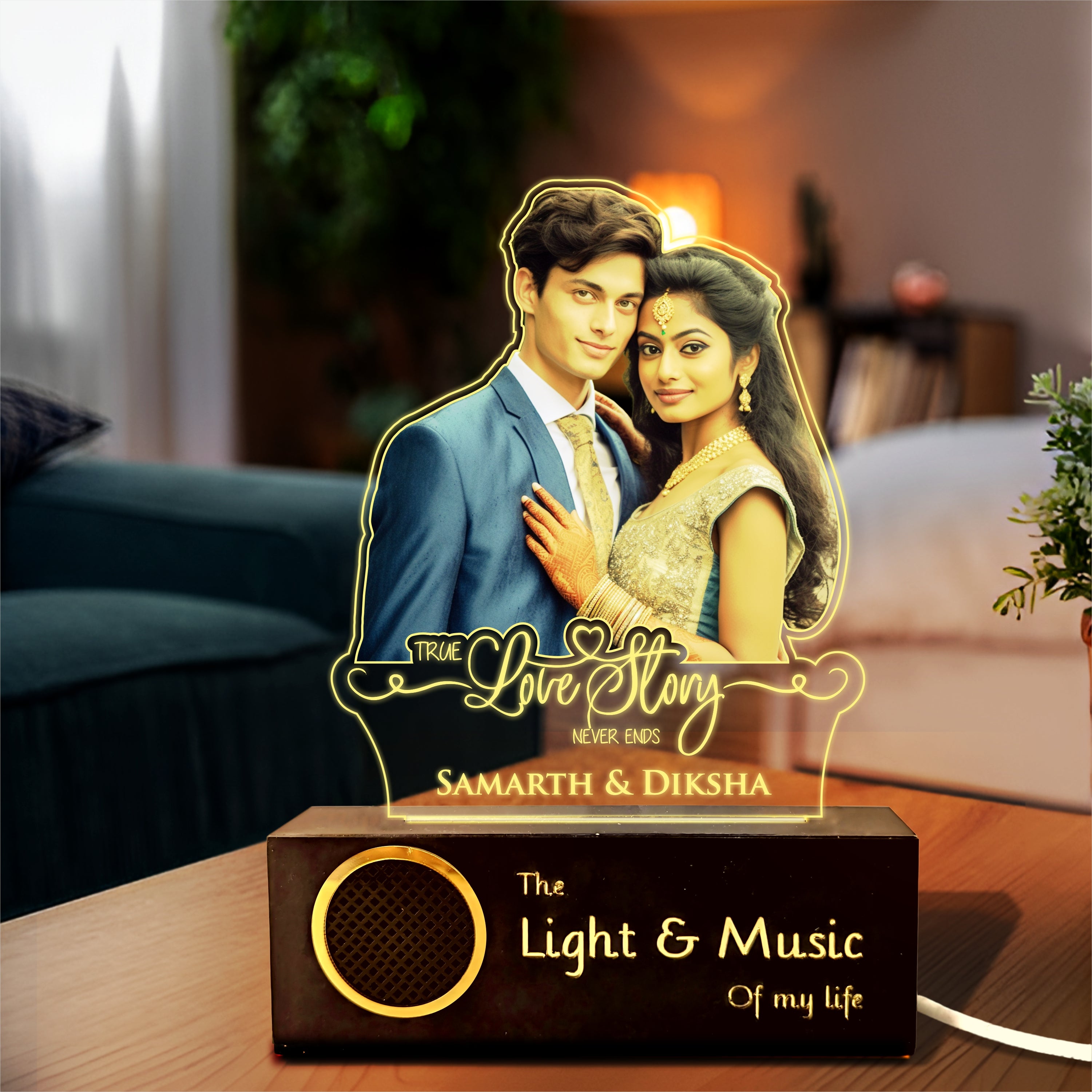 A Love Story Lamp – Personalized Wedding Gift for Couple with Photo & Names