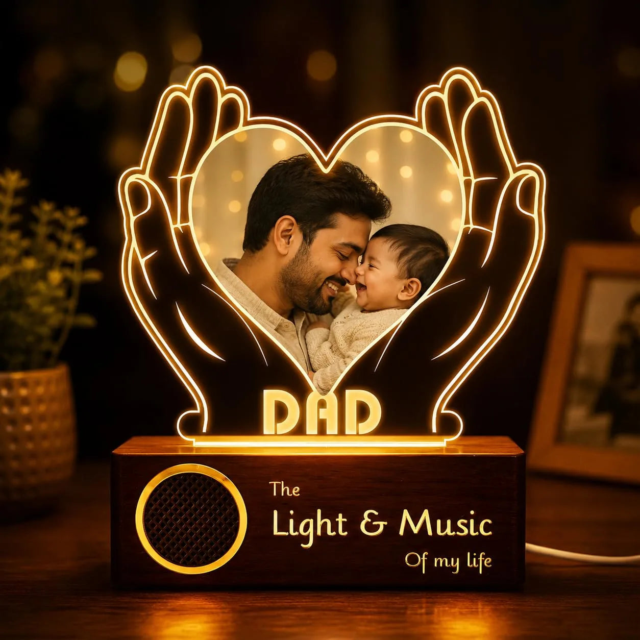 Heartfelt Gift for Dad – Personalized LED Lamp with Photo