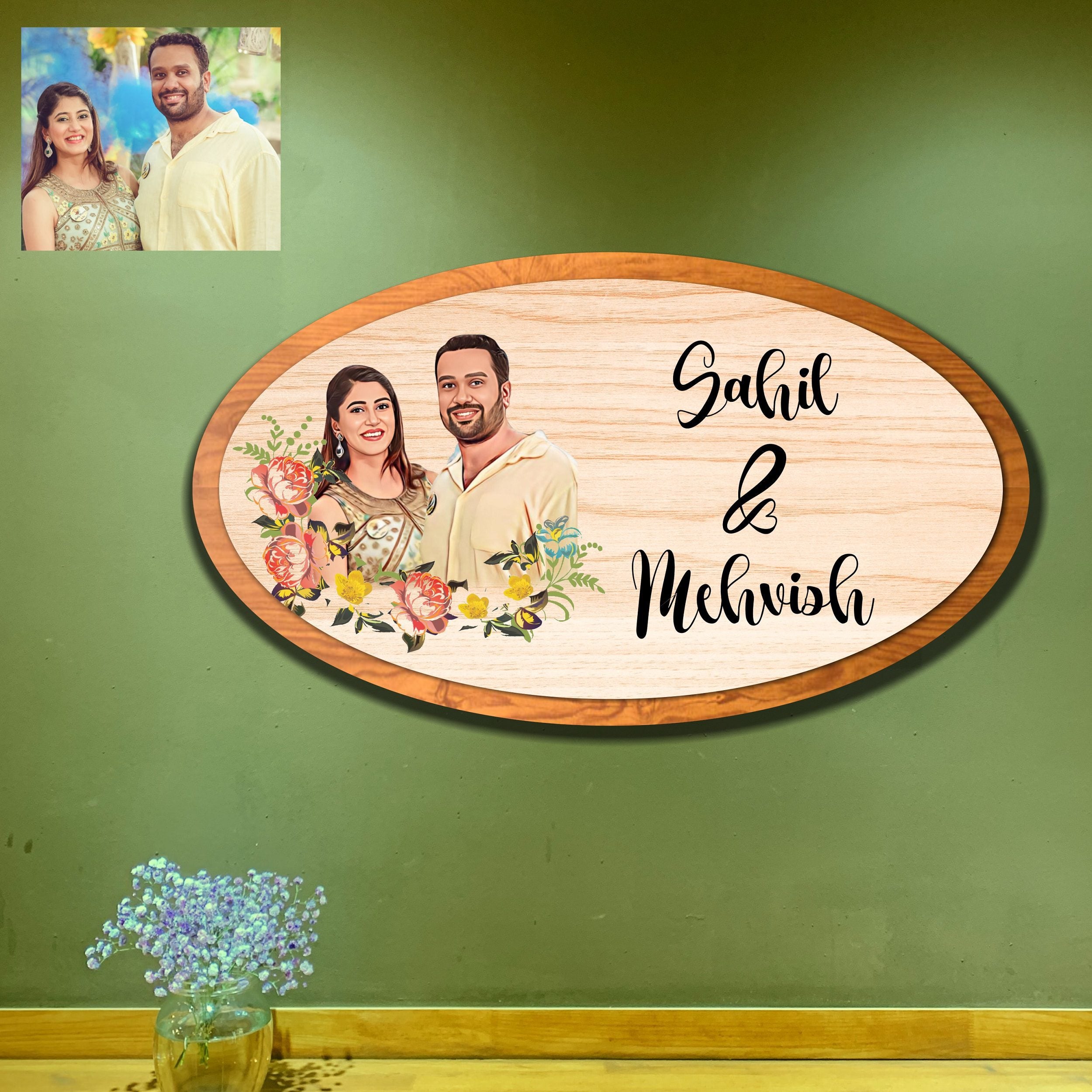 Wooden Name Plate With Photo Art