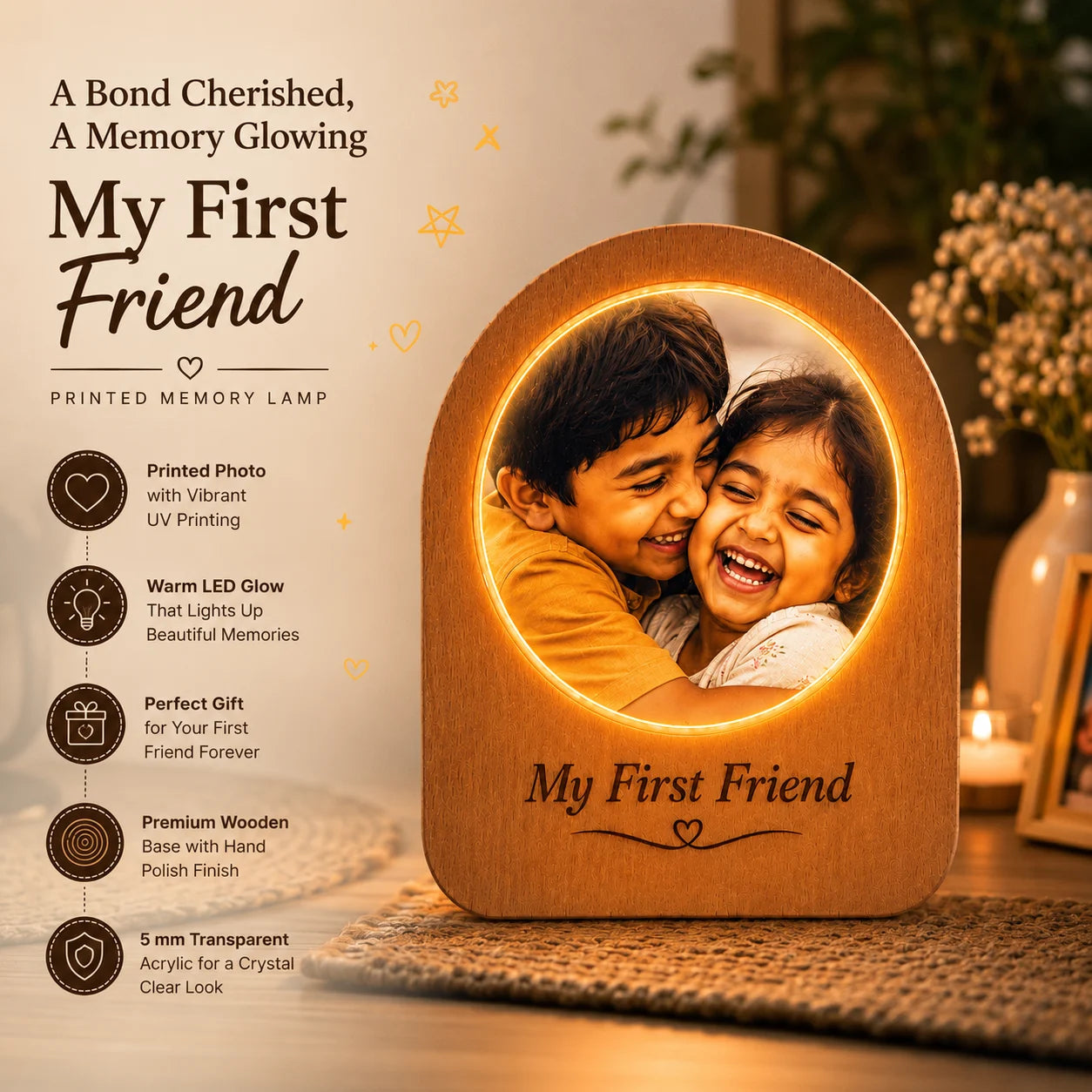 My First Friend™ | Personalized Brother & Sister Photo Lamp