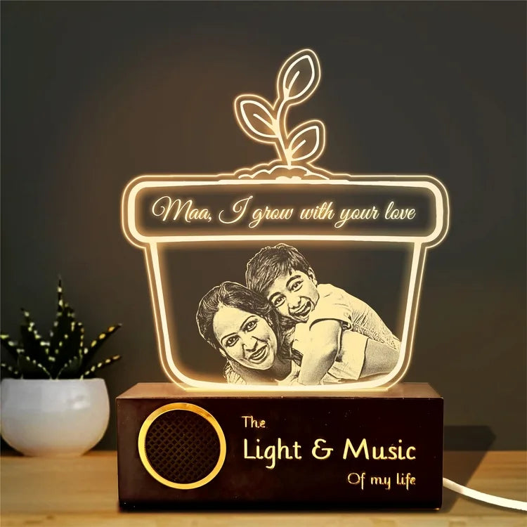 Maa, I Grow with Your Love – Personalized Acrylic Lamp | Unique Mother’s Day Gift