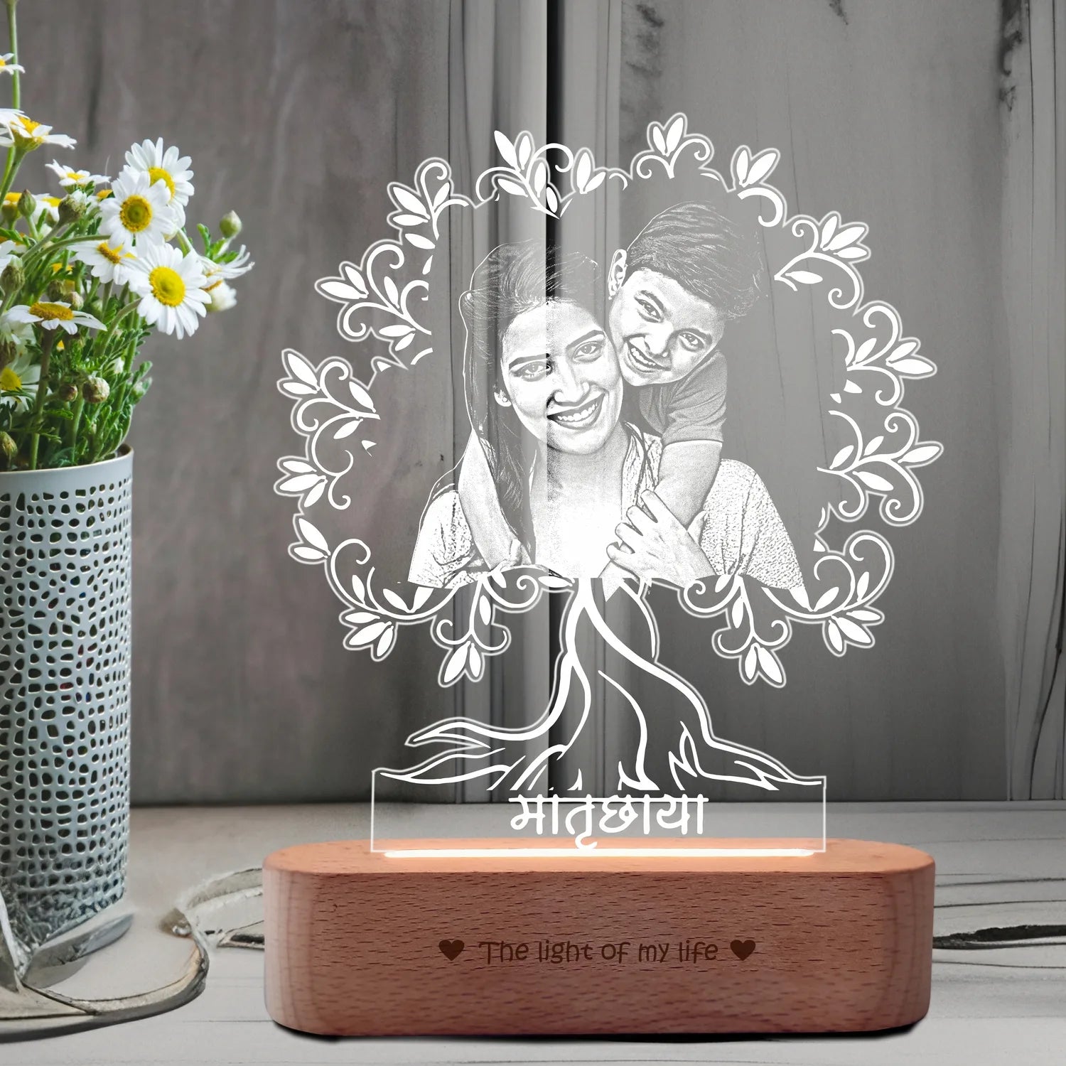 Matruchaya – Mother’s Love in Light | Engraved Acrylic Lamp | Perfect Gift for Mom