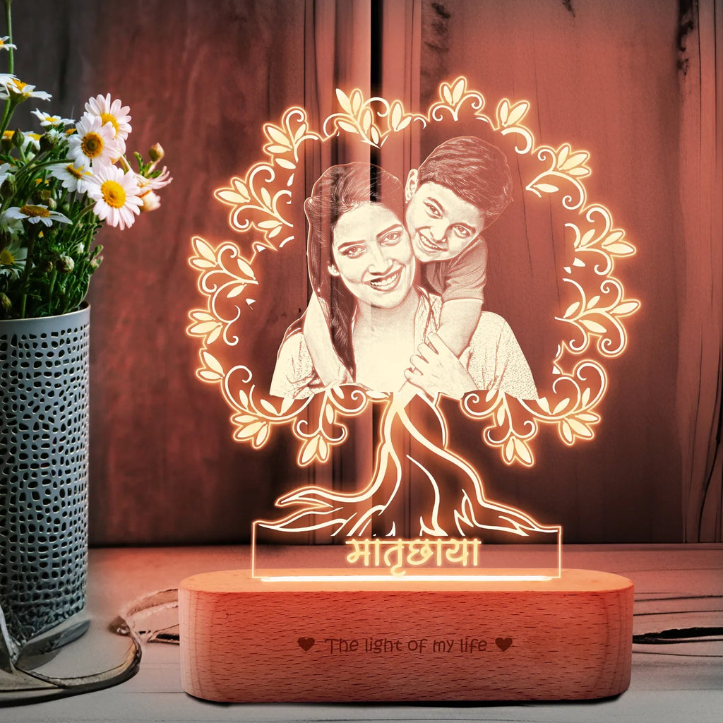 Matruchaya – Mother’s Love in Light | Engraved Acrylic Lamp | Perfect Gift for Mom