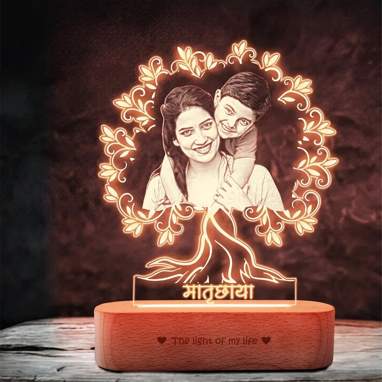 Matruchaya – Mother’s Love in Light | Engraved Acrylic Lamp | Perfect Gift for Mom