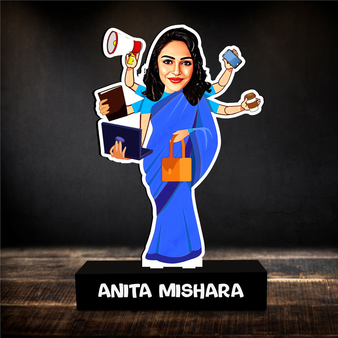 Busy Bee Personalized Saree-clad Caricature Tribute