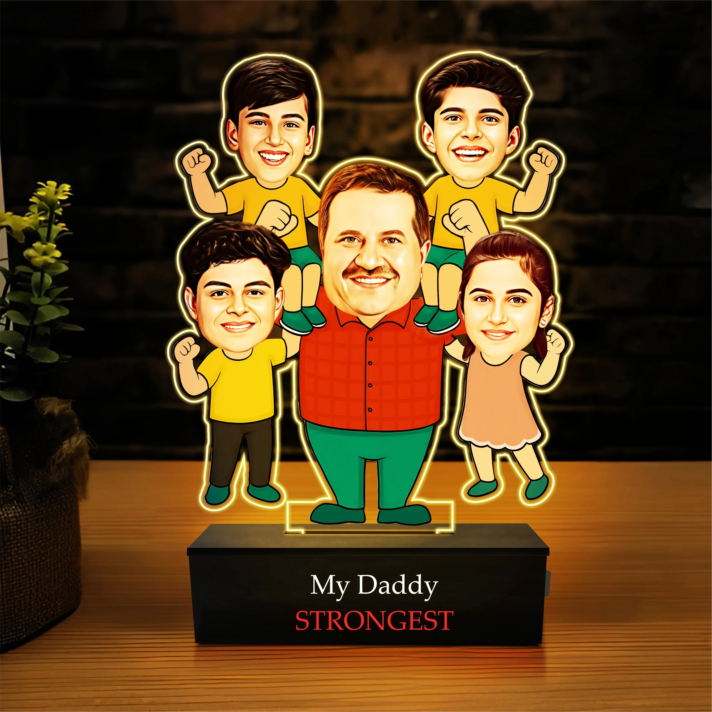 Strongest Daddy – Photo Caricature for Dad (4 - Kids)