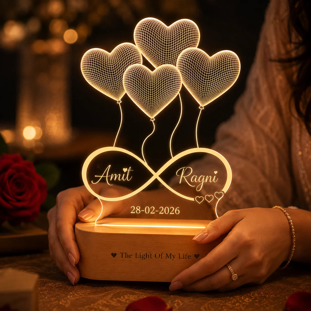 Anniversary Gift - Heart Lamp With Names