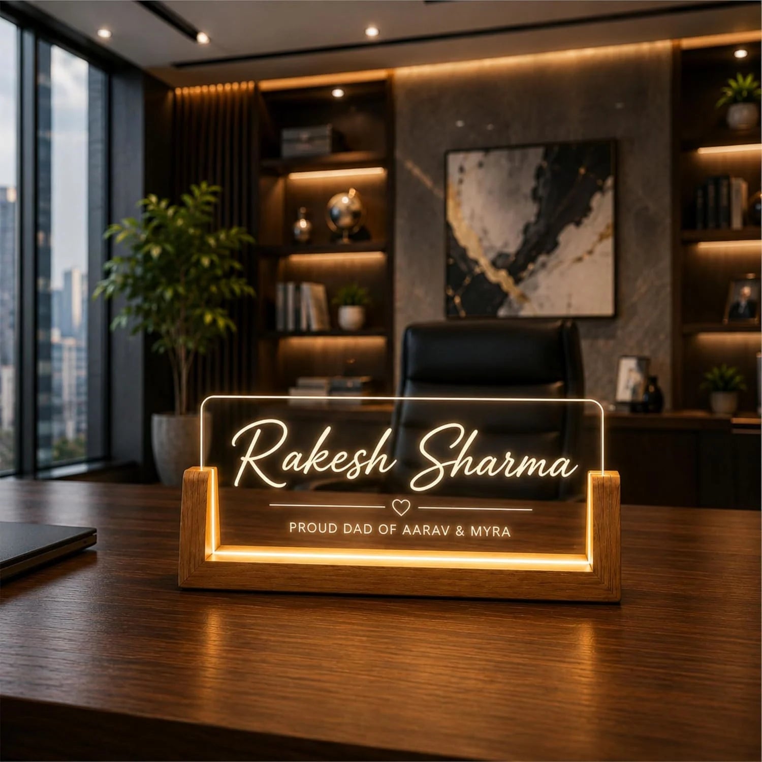 Personalized LED Desk Name Plate for Office Table