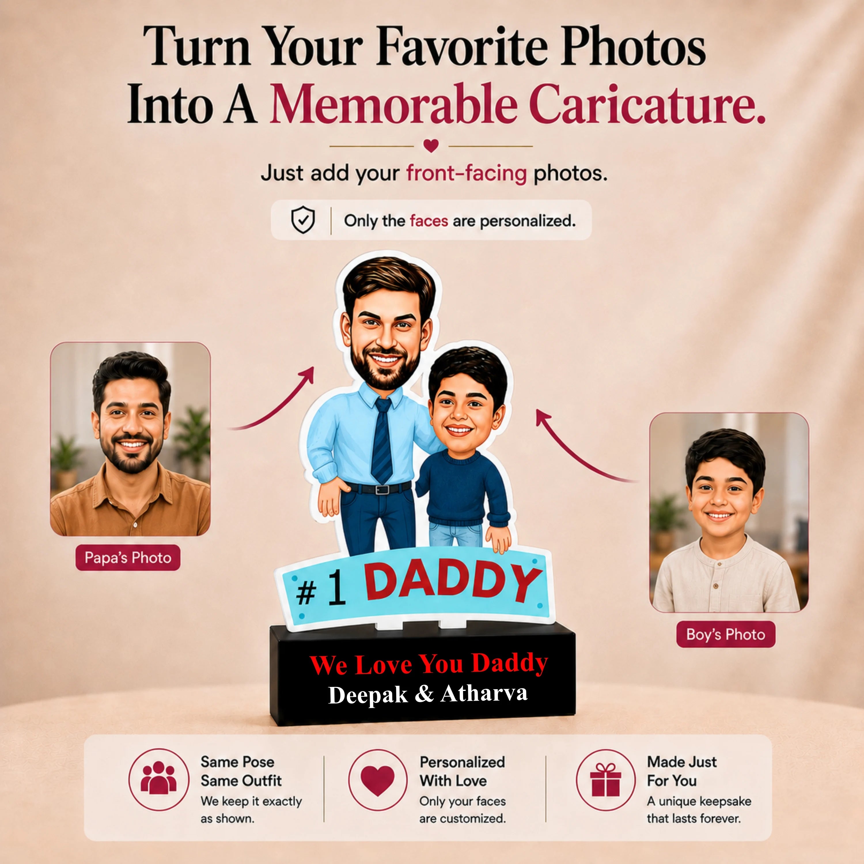 Dad's Carbon Copy - Father's Day Gift Caricature