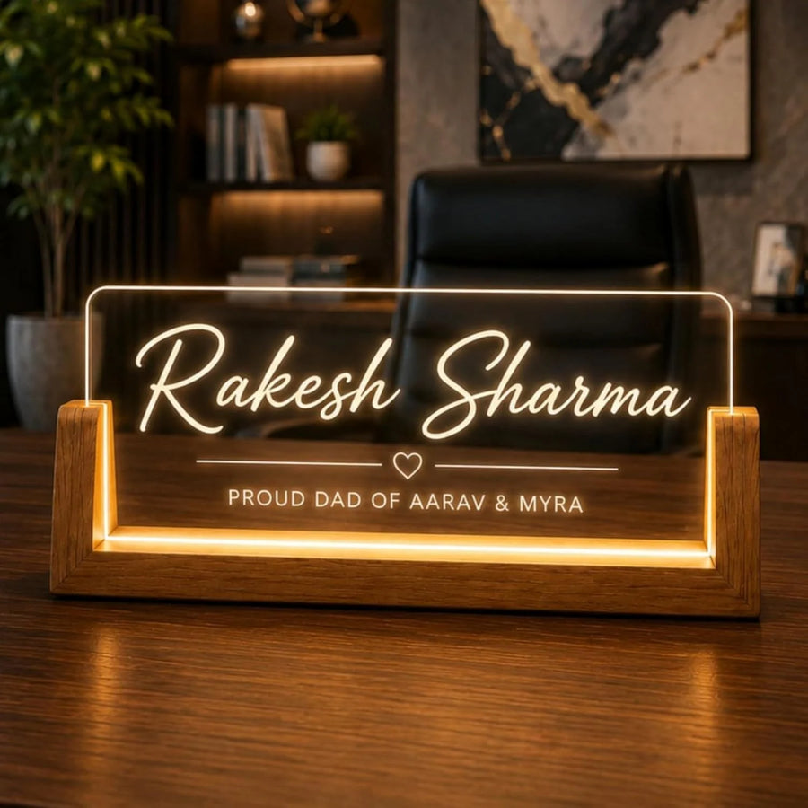 Personalized LED Desk Name Plate for Office Table