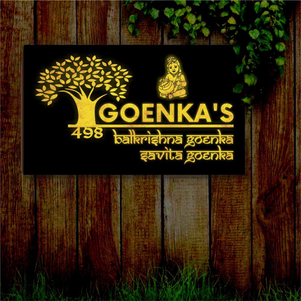 Tree name plate with light