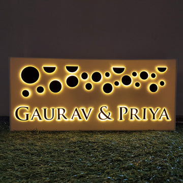 Edge-lit Planets of Gold – Acrylic name plate