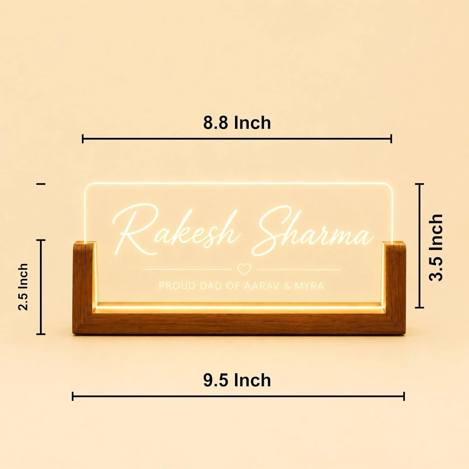 Personalized LED Desk Name Plate for Office Table