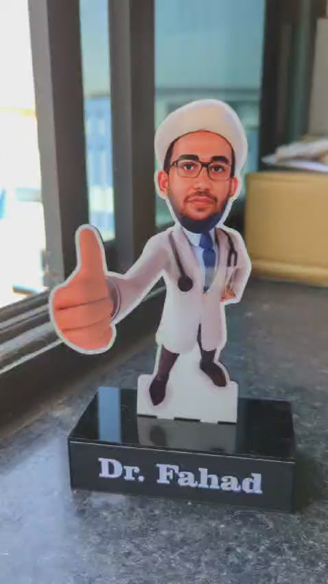 Doctor 3D Thumbs-Up Tribute: Personalized Caricature with Photo