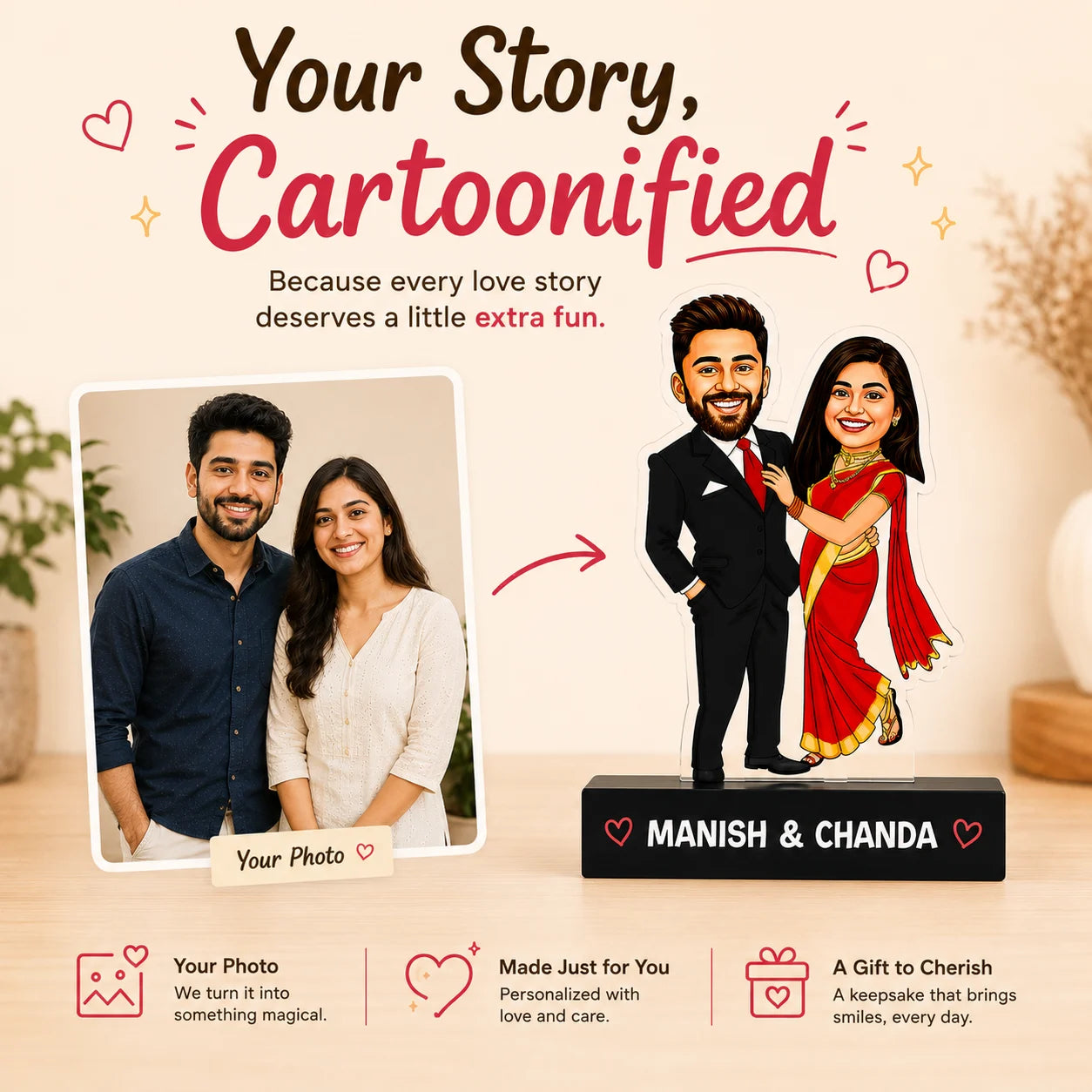 Dashing couple caricature gift