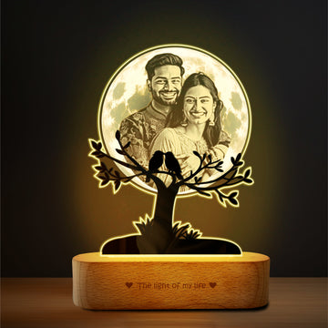 By My Side – Personalized Photo Lamp with Wooden Base, Acrylic Moon Light for Couples, Romantic Gift for Valentine’s Day & Anniversary