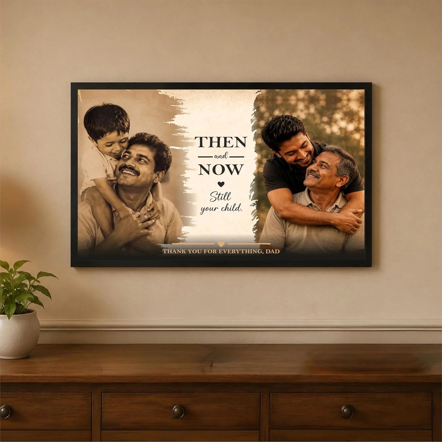 Then & Now Personalized Photo Frame for Dad