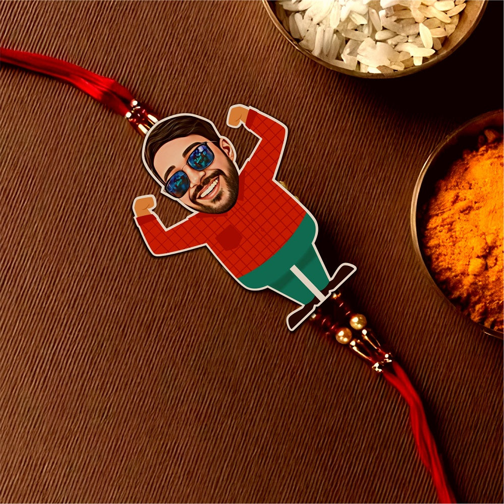 Flexing Muscles Personalized Photo Rakhi