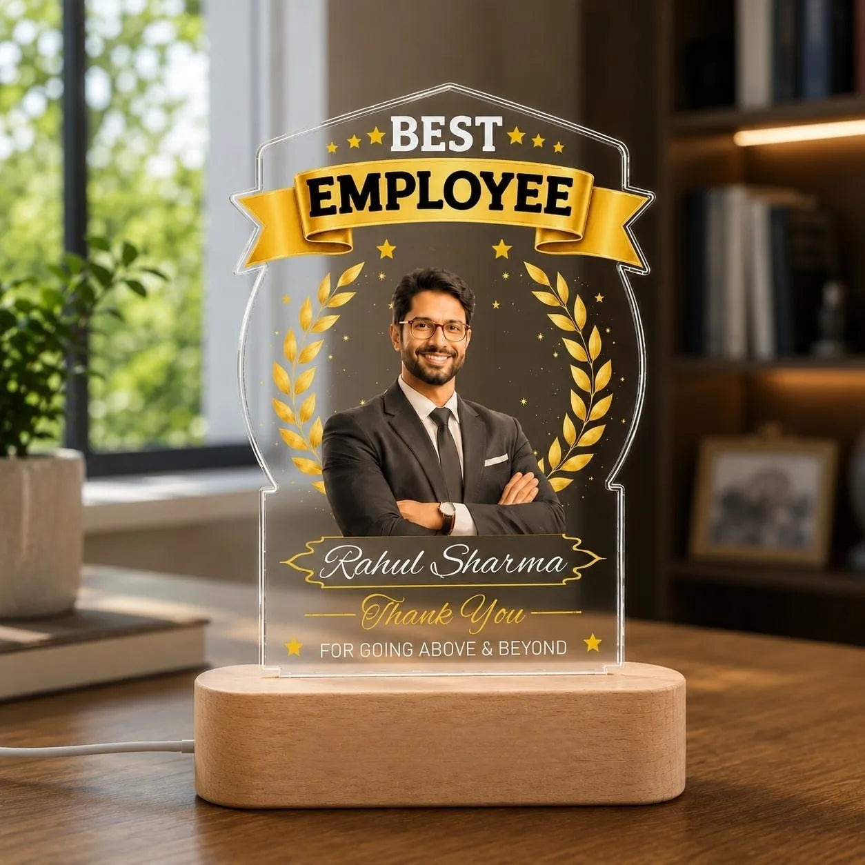 Personalized Employee Appreciation Gift Lamp, Custom LED Trophy for Best Employee Award, Corporate Gift for Employees, Team Appreciation Gift, Employee Recognition Award