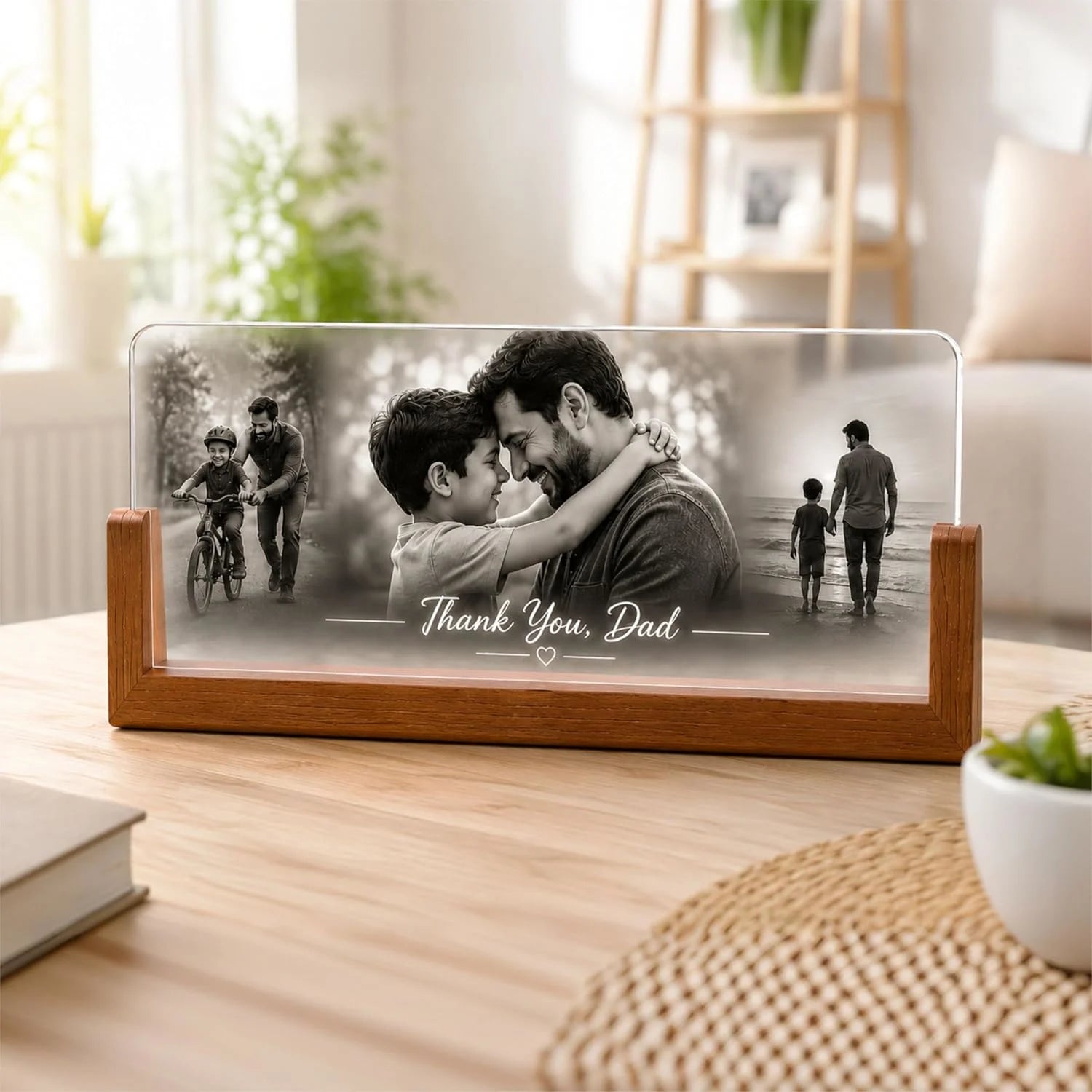 Thank You Dad Personalized 3 Photo Memory Lamp