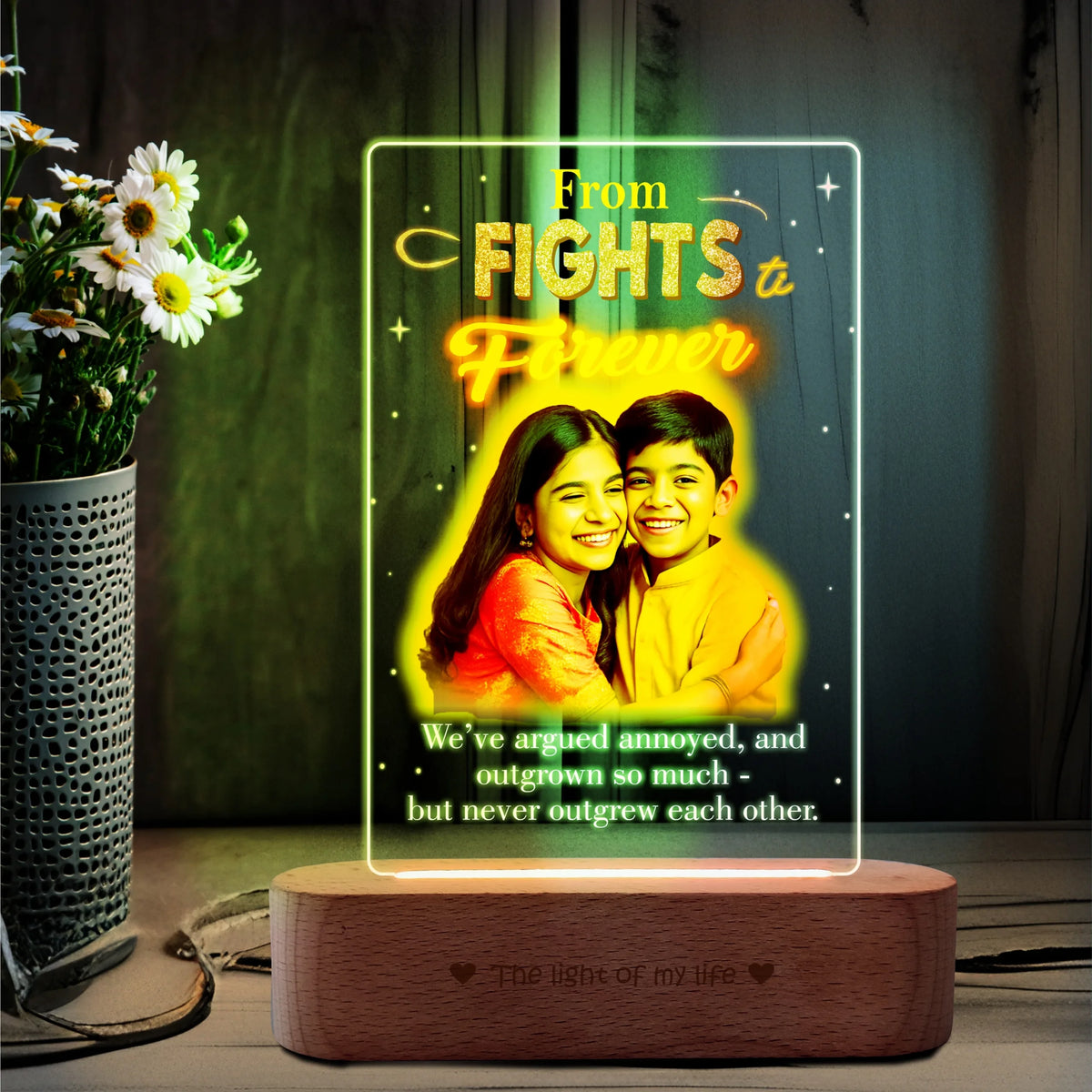 Led Rakhi From Fights to Forever – New Rakhi Gift | Personalized LED Lamp for Ra ...