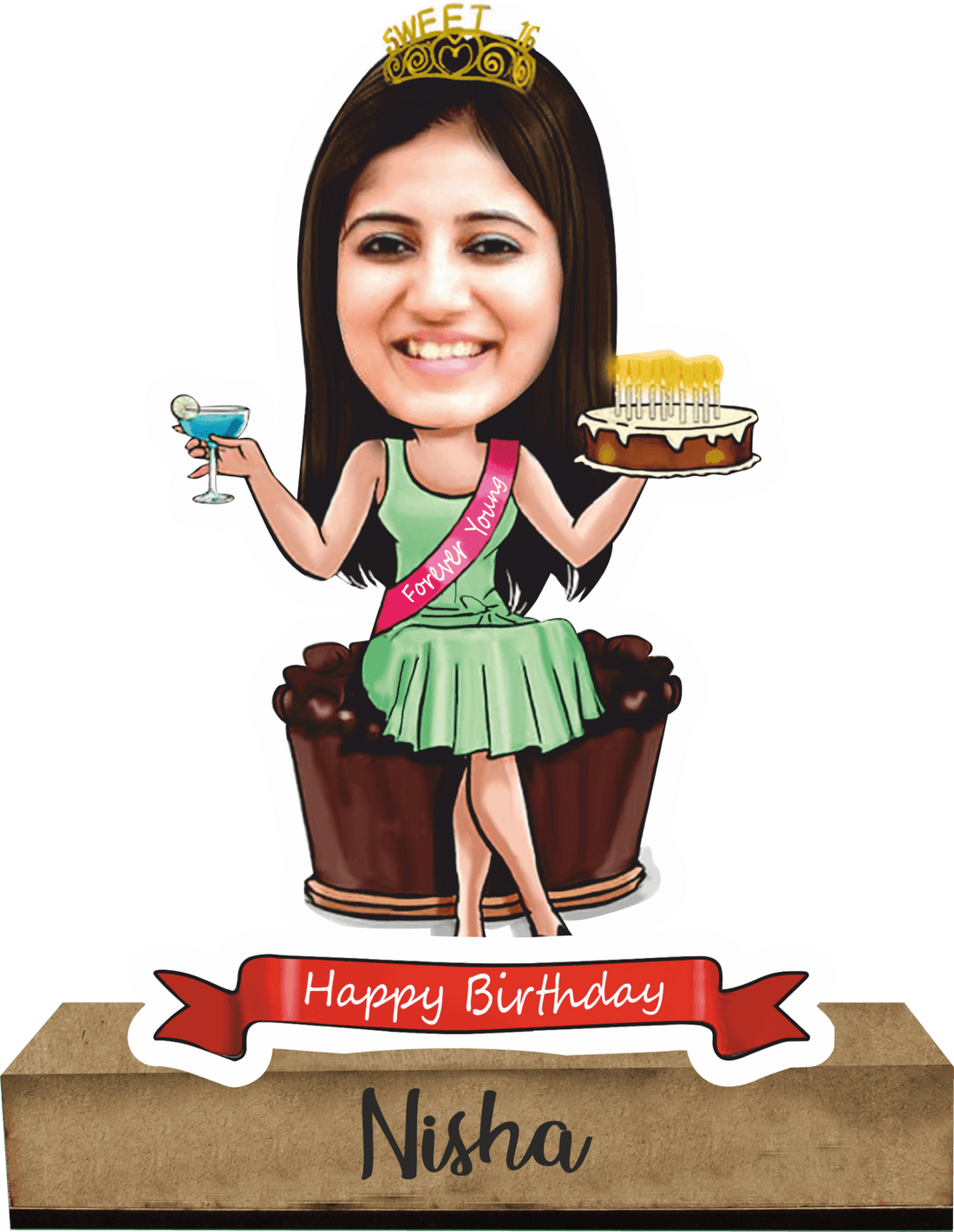 Forever young birthday caricature standee