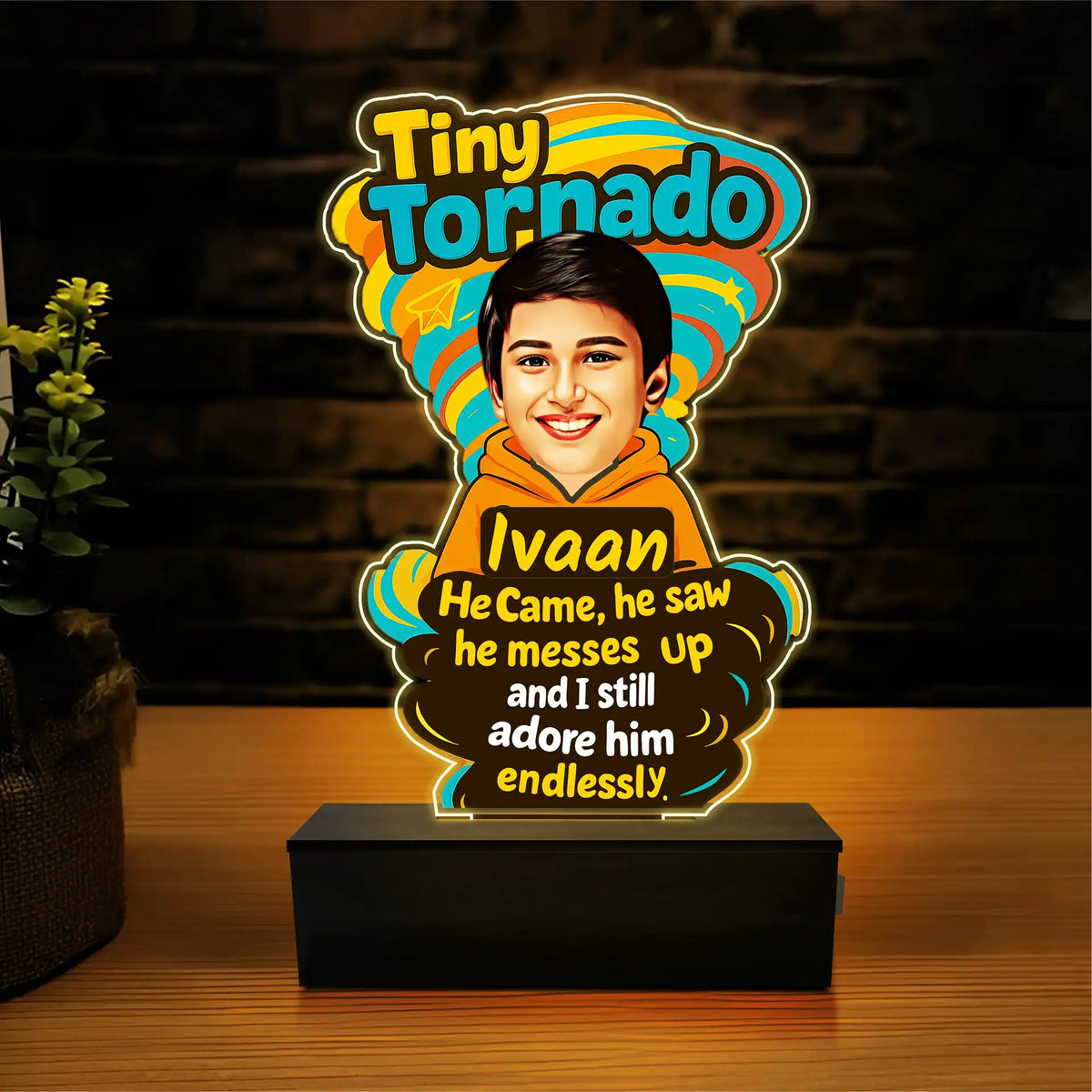 Tiny Tornado – Personalized Gift for Younger Brother | Custom Cartoon Standee