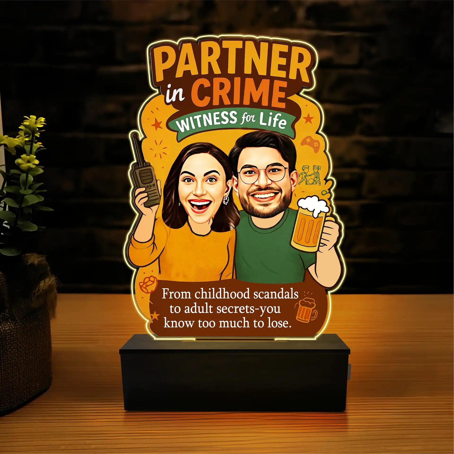 Partner in Crime – Caricature Rakhi Gift | Personalized Face Standee for Siblings